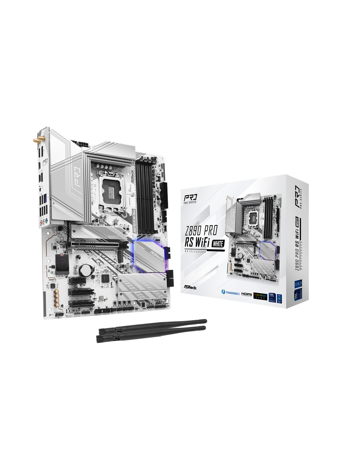 ASRock Z890 PRO RS WIFI WHITE Mainboard - Intel Z890 - Intel LGA1851 - DDR5 RAM - ATX