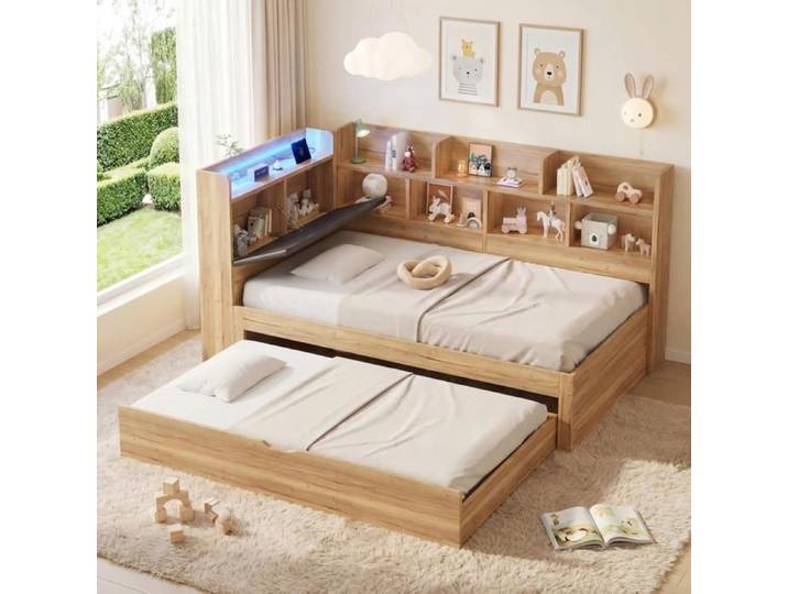 Lit enfant EVRYAE 90x200 cm MDF naturel modulable