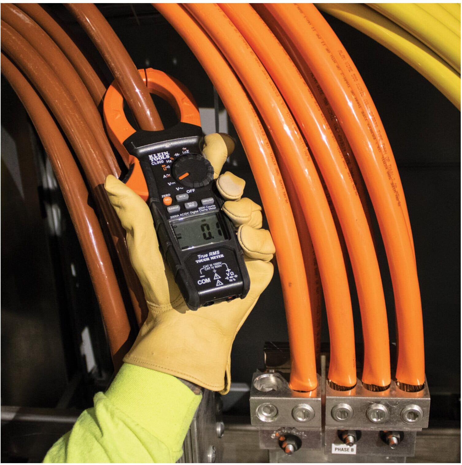 Klein Tools Stromzangen-Multimeter TRMS automatisch LoZ 2000 A AC/DC (CL900)
