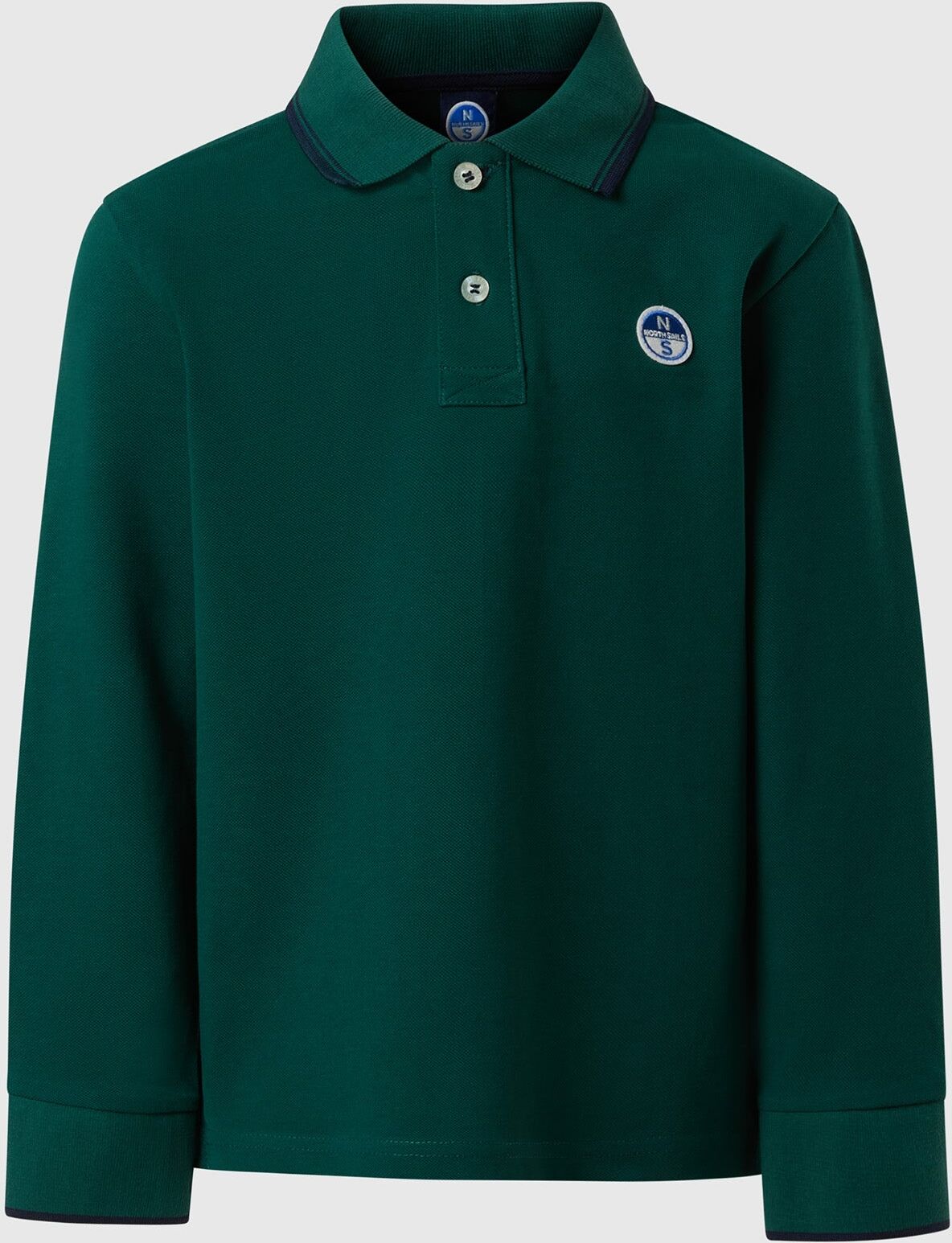 North Sails Langarm-Poloshirt mit Schriftzug am Kragen Forest biome 4