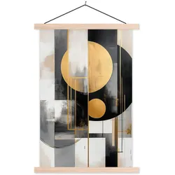 POSTER Abstrakt - Gold - Silber - Formen - Ästhetisch - Modern 40x60 cm