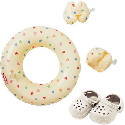 Puppen-Schwimmset ''Herz Konfetti'' mit Schwimmring, Schwimmflügeln und Clogs,