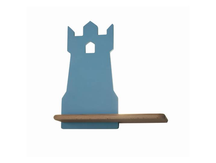 Kinderwandleuchte Tower, Blau, Holz, Metall, Eiche, 12x28.5x27 cm, RoHS, Europäischer Sicherheitsstandard, einfach zu transportieren, Lampen & Leuchten, Innenbeleuchtung, Kinderzimmerlampen, Kinderwandleuchten
