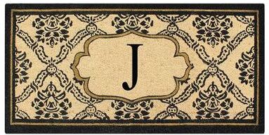 "A1 Home Collections Uriel Treated Coir Monogrammed Entry Double Door Mat 30""x 60"""