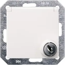 SCHUKO-Steckdose mit Klappdeckel elektroweiß/ Schutzart IP20 m. Berührungsschutz+Schloss/1 Stk.