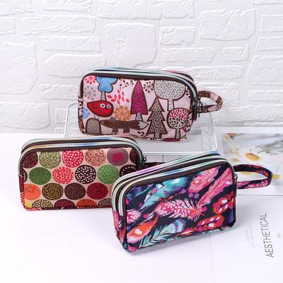 Discount Dollar Deals Women Handbag Print Canvas Wristlet Bag, Three Layer Long Wallet, Large Capacity Coin Purse, Waterproof 06