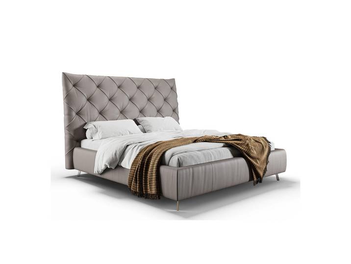 Kawola Polsterbett Anny Grau Leder, 180x200 cm, Schlafzimmer, Bett, Polsterbetten