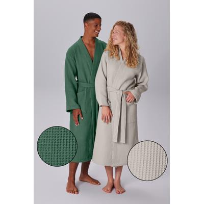 Unisex-Bademantel OTTO HOME "Inga, Waffelpiqué, leicht, ideal für Sauna & Spa, Hotelbademantel" Gr. XL, grau (hellgrau), L:125cm, Baumwolle, Hausmäntel, kleines Packmaß, Taschen, Damen & Herren, S-3XL, Morgenmantel