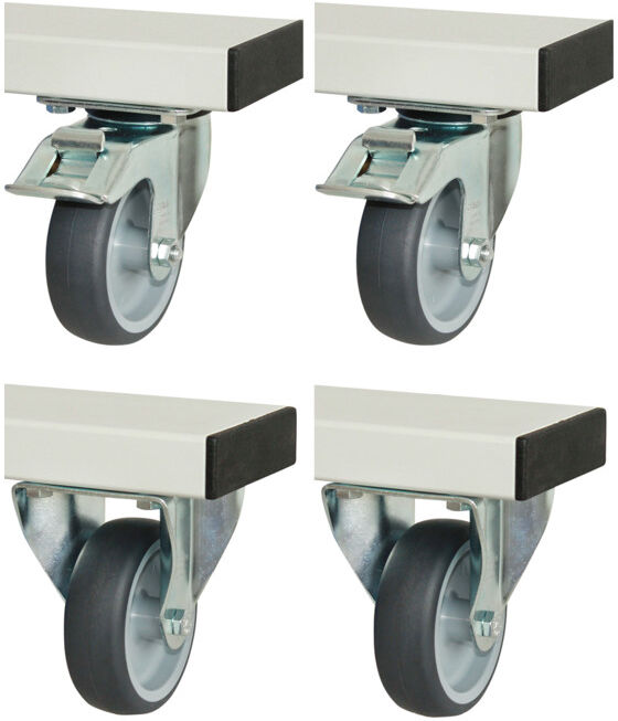 Jeu de roulettes RAU pour série adlatus 300+600 2 roulettes pivotantes 2 roulettes fixes (08-RS-300-600-2LF-2B)