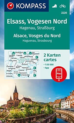 KOMPASS Wanderkarten-Set 2220 Elsass, Vogesen Nord, Hagenau, Straßburg / Alsace, Vosges du Nord, Haguenau, Strasbourg (2 Karten) 1:50.000: inklusive Karte zur offline Verwendung in der KOMPASS-App - Preis vom 02.10.2026 23:42:20 h