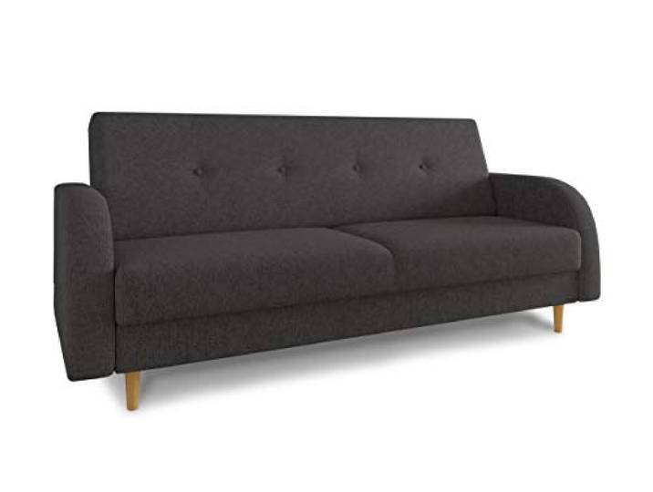Sofnet - Schlafsofa Kelso mit Bettkasten und Holzfüßen (Schwarz, Twist 23) Sofa mit Schlaffunktion, Bettsofa, Schlafcouch, Holzfüße, Strukturstoff, große Schlaffläche, modernes Design