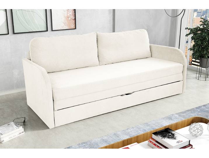 Schlafsofa Exide Weiß Strukturstoff Premila 203 x 90 x 87cm Modern