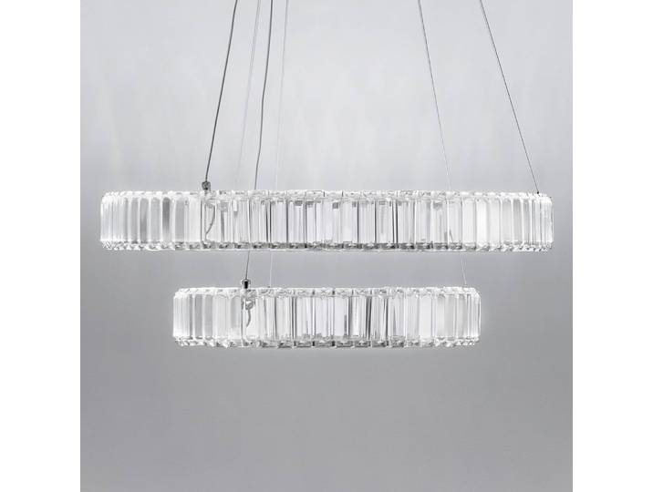 Suspension Aurelia type D Ø 60cm Argenté/Chrome Câble ABS, douille ABS, baldaquin aluminium, boîtier luminaire aluminium LED non-remplaçables