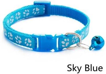 Uplift Picks Colorful Paw Print Adjustable Pet Collar With Bell sky Blue