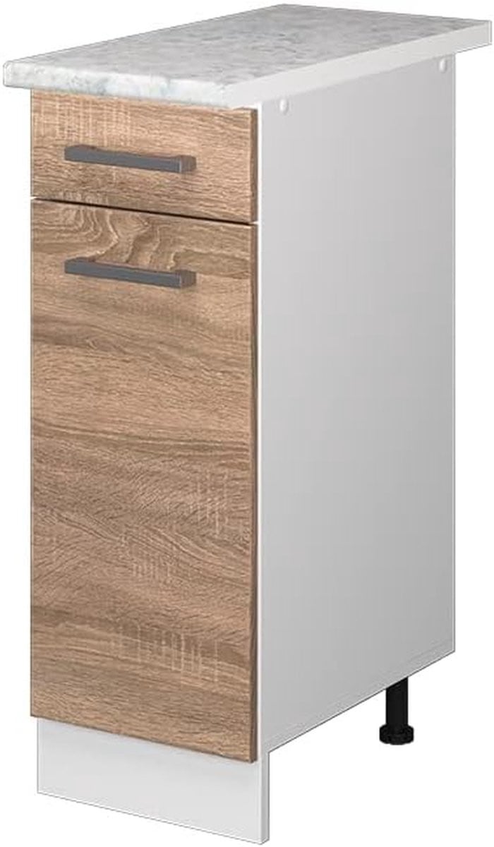 Moderne Keukenonderkast Lade-unit Sonoma Wit Breedte: 30 cm