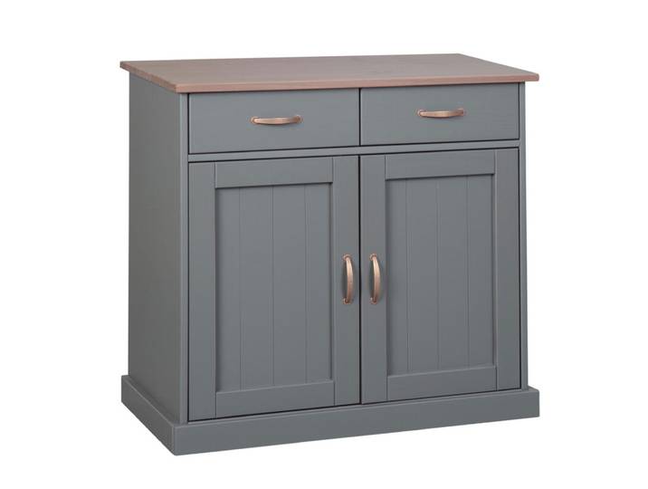 Kommode Niclas 3.1 Massivholz grau/braun 90x86x45 cm