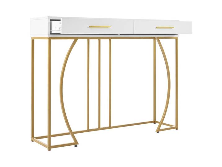 KONSOLENTISCH Golden und Weiß 110/32/85CM