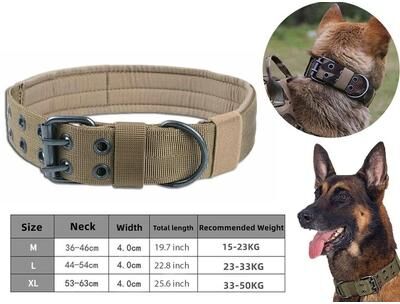 Multicon Wholesale Hub Heavy Duty Tactical Dog Collar For Large Breeds Military Grade K9 Collar With Metal Buckle brown l