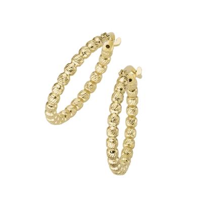 Paar Creolen SMART JEWEL "mit diamantierter Oberfläche, Silber 925" Gr. 3,5, gold, Ohrringe, Damen, 3,5cm, Silber 925 (Sterlingsilber)