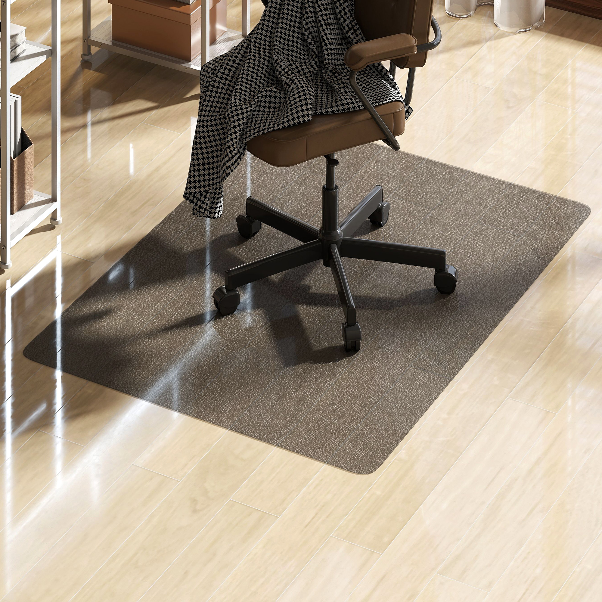 Homcom Tappetino Salvapavimento 120x90 cm in Plastica Nera Trasparente per Sedia da Ufficio   Aosom Italy