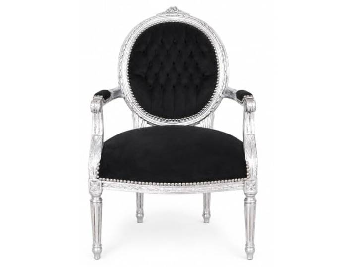 PALAZZO INT Romantischer Sessel im Shabby Chic Vintage Stil gepolstert Armlehnen Silber cat-79Palazzo Exklusiv