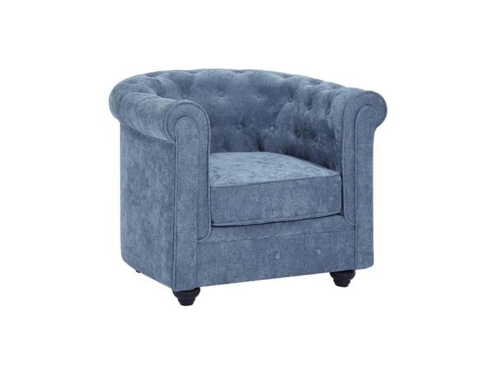 Fauteuil en tissu bleu CHESTERFIELD