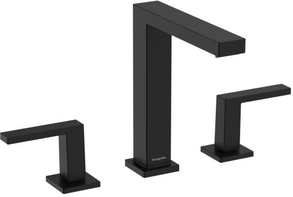 Hansgrohe Tecturis E 3-Loch Waschtischarmatur 73030670 mit Push-Open-Ablaufgarnitur, mattschwarz