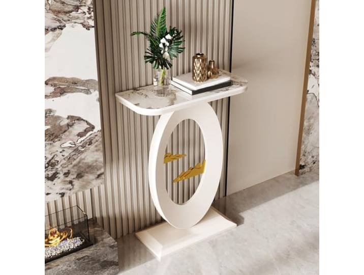 ZSCNYHMT Konsolentisch für Eingangsbereich aus Sinterstein mit Eisenrahmen Wasserabweisende Oberfläche, einfache Reinigung, stabile Tragkraft, für Flur und Wohnzimmer(B2,50cm/19.7in)