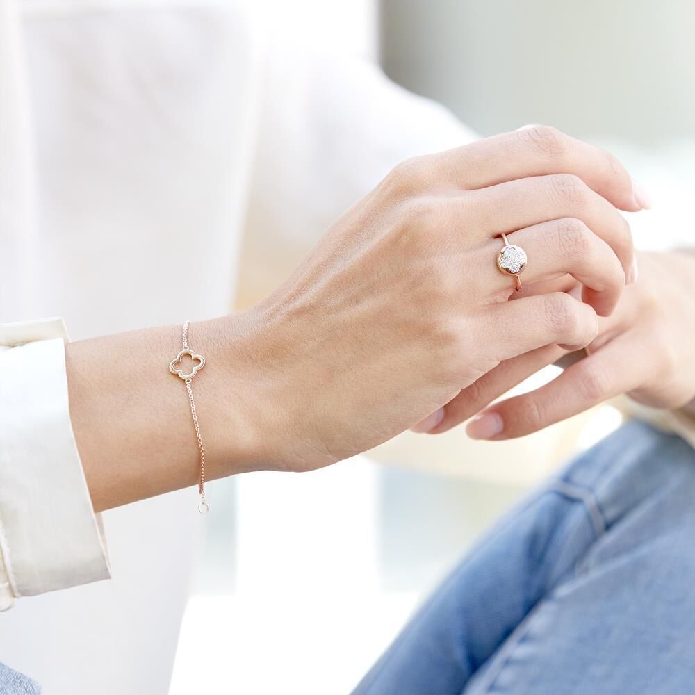 lanii Rosé-vergoldetes 925 Silberarmband mit Anhänger rosé