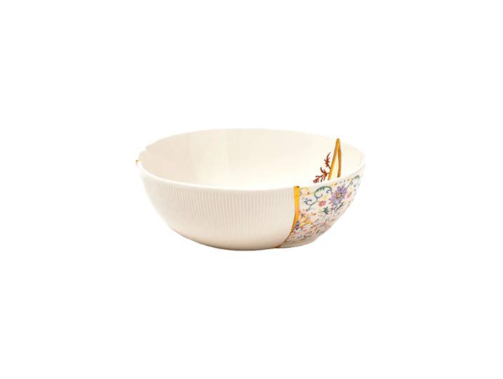 Design Schüssel „Kintsugi 01“ aus Porzellan mit Golddekor verziert Multicolor Seletti