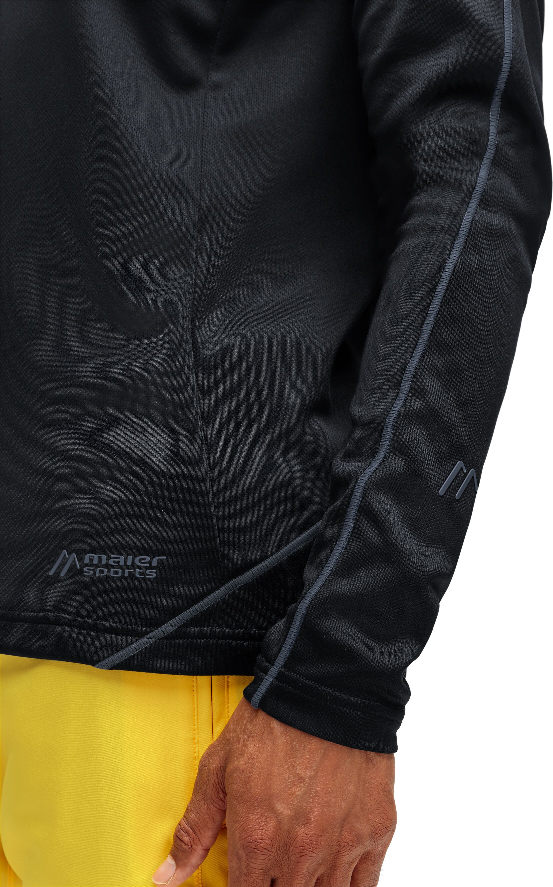 Funktionsshirt MAIER SPORTS "Roger", Herren, Gr. 60, schwarz, 100% Polyester, Shirts Funktionsshirt, funktionaler Herren Midlayer für Outdoor Touren und Ausflüge schwarz 60