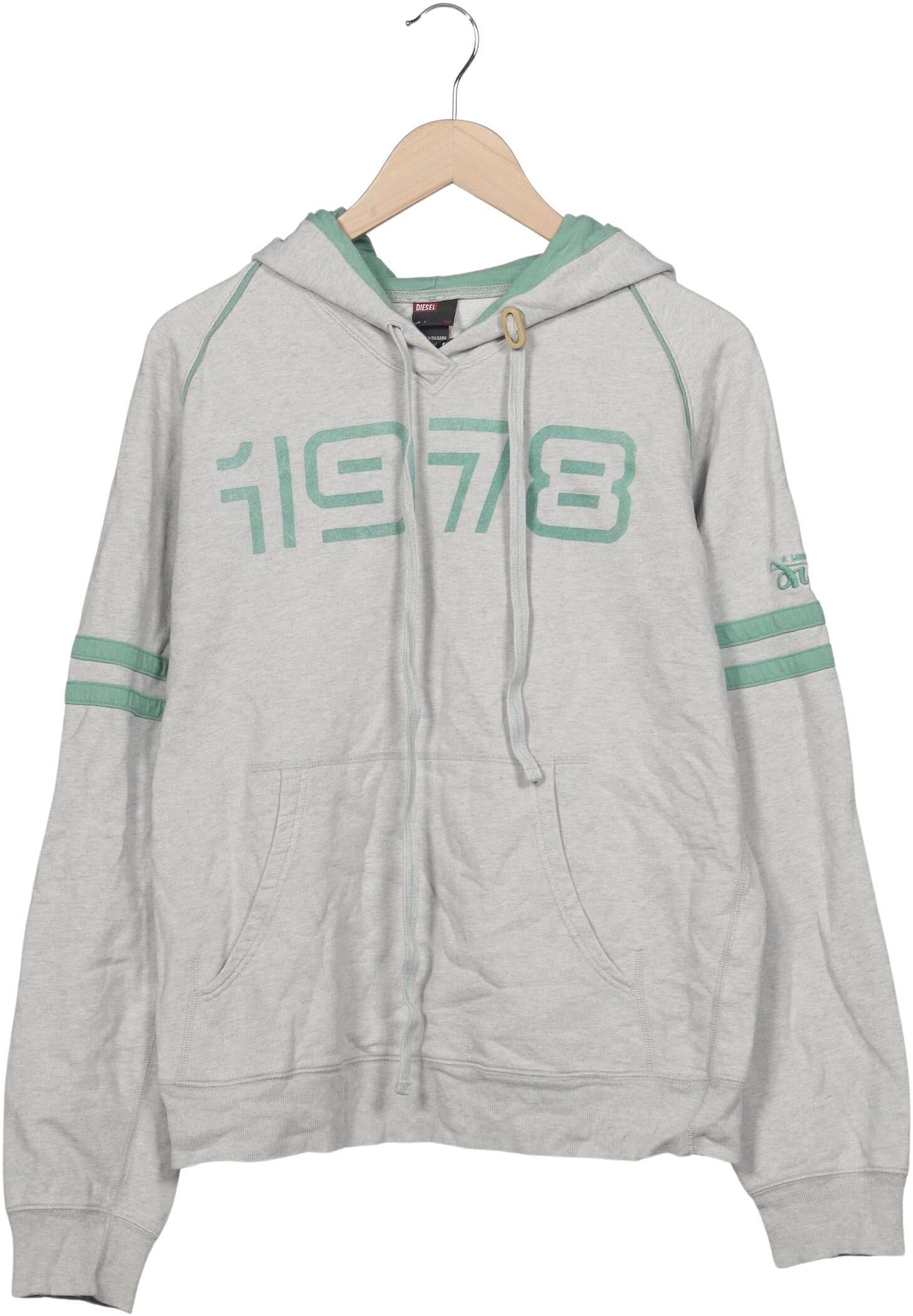 Diesel Damen Kapuzenpullover, Grau, Gr. L, Baumwolle - Second Hand