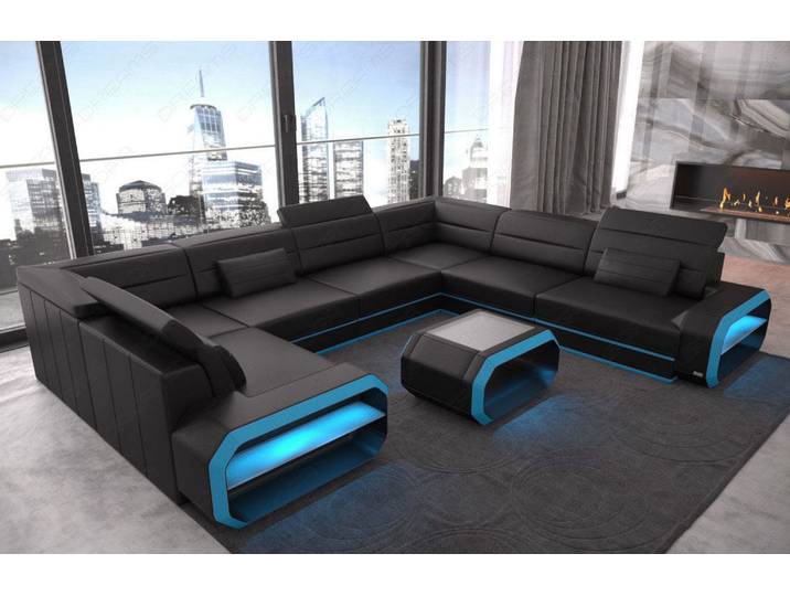 Mini Couch Verona U-Form in Leder
