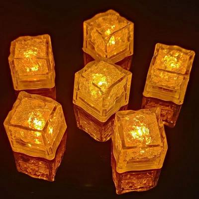 Uplift Treasures LED Color Changing Luminous Ice Cubes Set yellow 6 Pcs