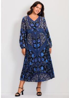 Plus Size Women's Harmony Twist Front Pleated Dress by Avenue in Blue Harmony Placement (Size 16)