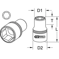 EDELSTAHL 1/4" 6kant-Stecknuss, 9mm