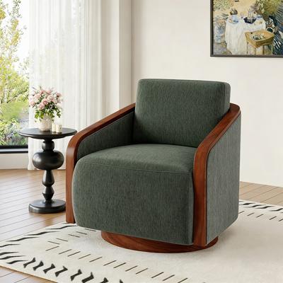Lumibee Modern Upholstered Swivel Accent Chair Wood Frame Barrel Chair