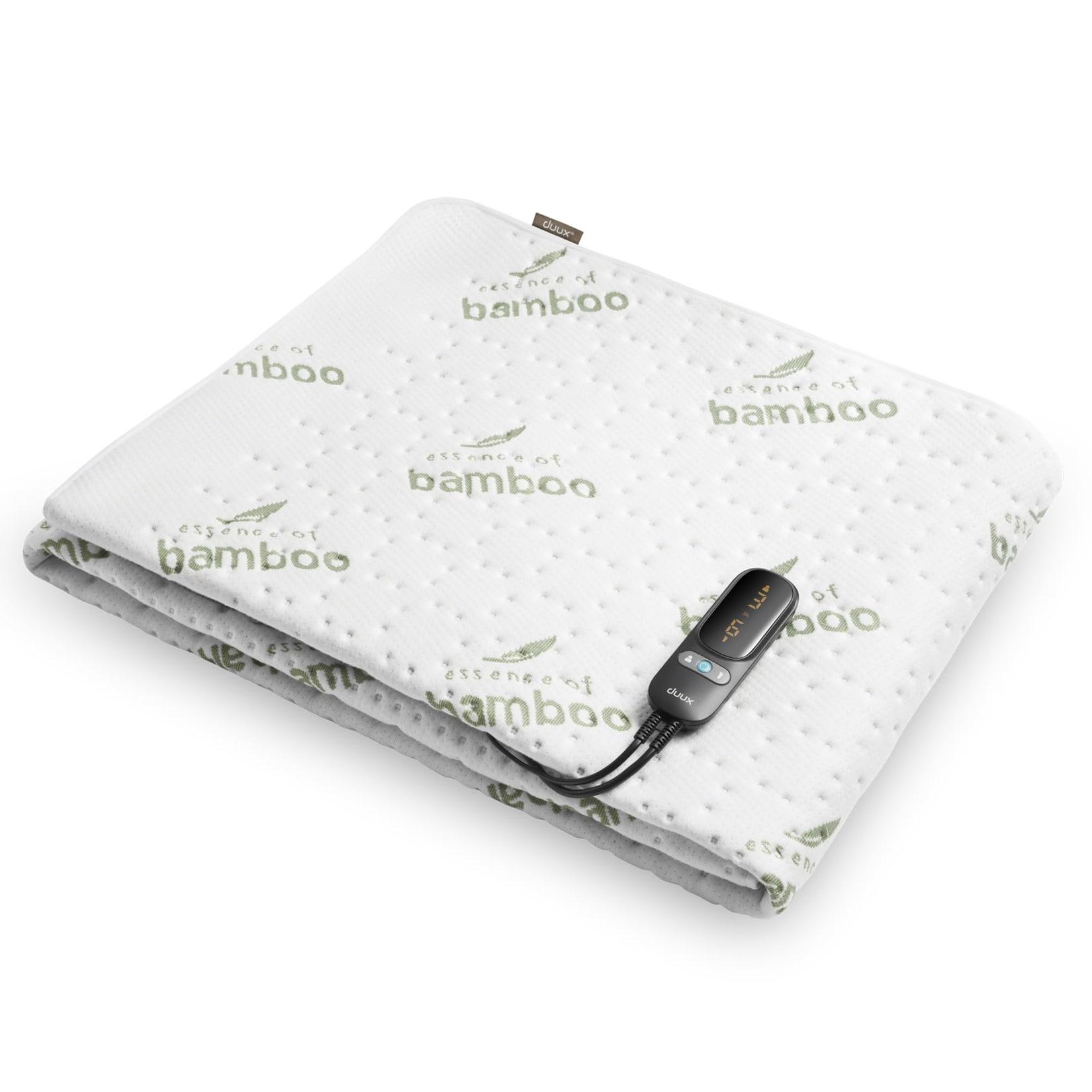 duux Snooze Bamboo Weiß 90 x 200 Wärmeunterbett (6 Heizstufen, 70 Watt, 2 separat regelbare Zonen, maschinenwaschbar bei 30 °C, 1-9 Stunden Timer, Überhitzungsschutz)