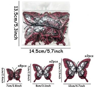 Uplifted Finds 12Pcs Blood Rose Butterfly 3D Halloween Wall Sticker PVC Double Layer Party Decor Decals 12 Pcs Red