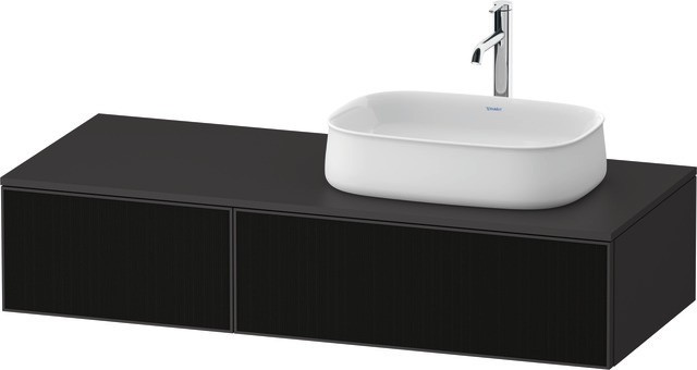 Duravit Zencha Konsolenwaschtischunterbau wandhängend Graphit & Schwarz Linienstruktur n/a & Superma ZE4817063800000