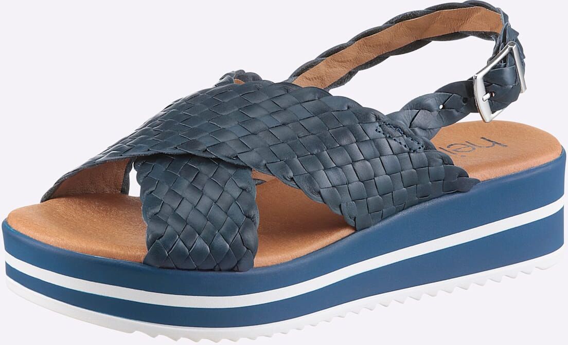 Sandalette HEINE, Damen, Gr. 35, marine, Leder, Schuhe Sandalette marine 35