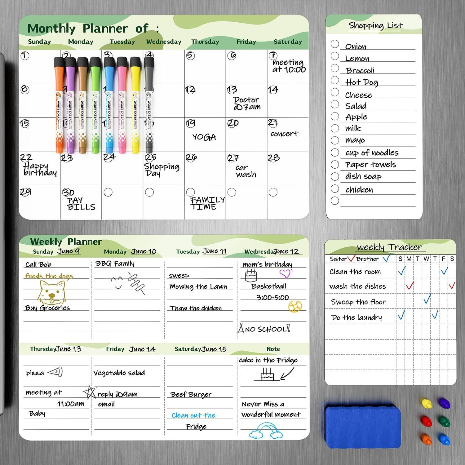 Elzusha Magnetische Maand- en Weekplanner voor de Koelkast