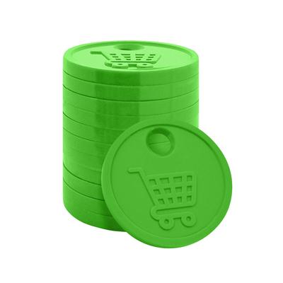 CombiCraft blanko Einkaufswagenchips 0,50 € Format aus starkem Kunststoff in Grün - 100 Stück