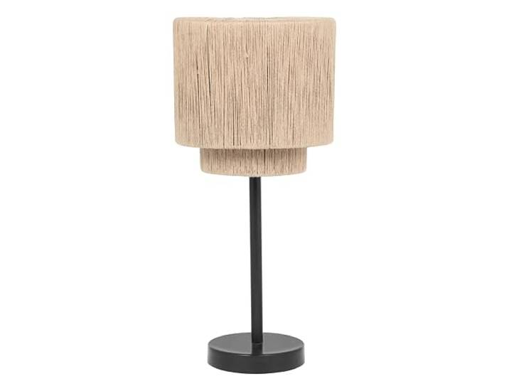 Trio Leuchten Lampe de table SMILLA 566800136\, métal noir mat\, abat-jour jute naturel\, excl. 1x E27
