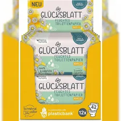 Glücksblatt Feuchtes Toilettenpapier KAMILLE, 12 x 42 Tücher, natürliche Pflege dank Kamillenextrakt, milde Reinigung, dermatologisch getestet