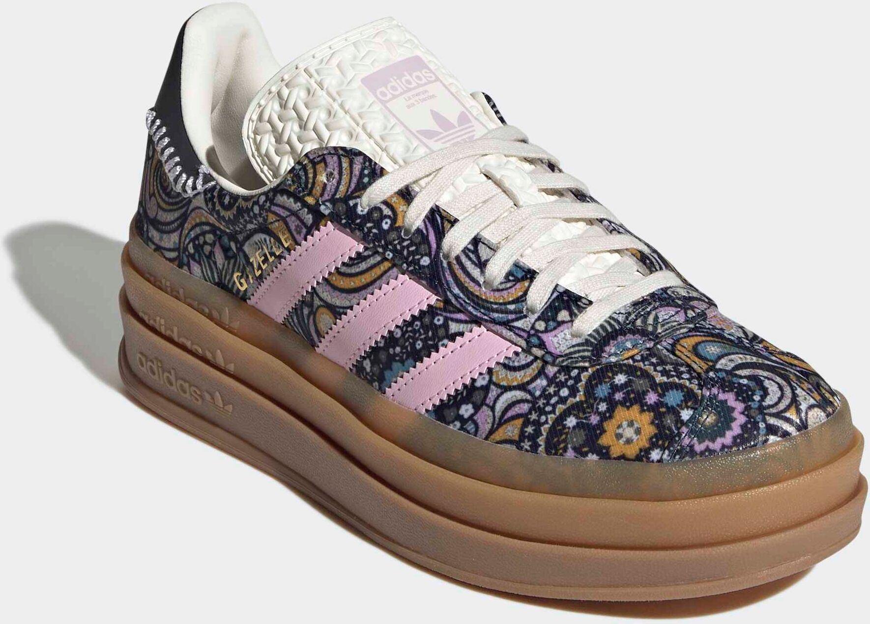 Plateausneaker ADIDAS ORIGINALS "GAZELLE BOLD J", Mädchen, Gr. 35,5, bunt (utility schwarz, orchid fusion, gum 1), Leder, Textil, Schuhe Plateausneaker