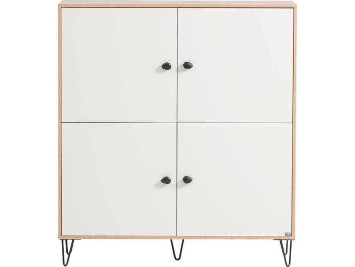Highboard Looks Organic , beige (eiche landhausfarben, cremebeige), B:120cm H:134,4cm T:39cm, LOOKS BY WOLFGANG JOOP, Sideboards, Highboard, Mit hochwertigen Metallbeschlägen und Softclose-Scharnieren