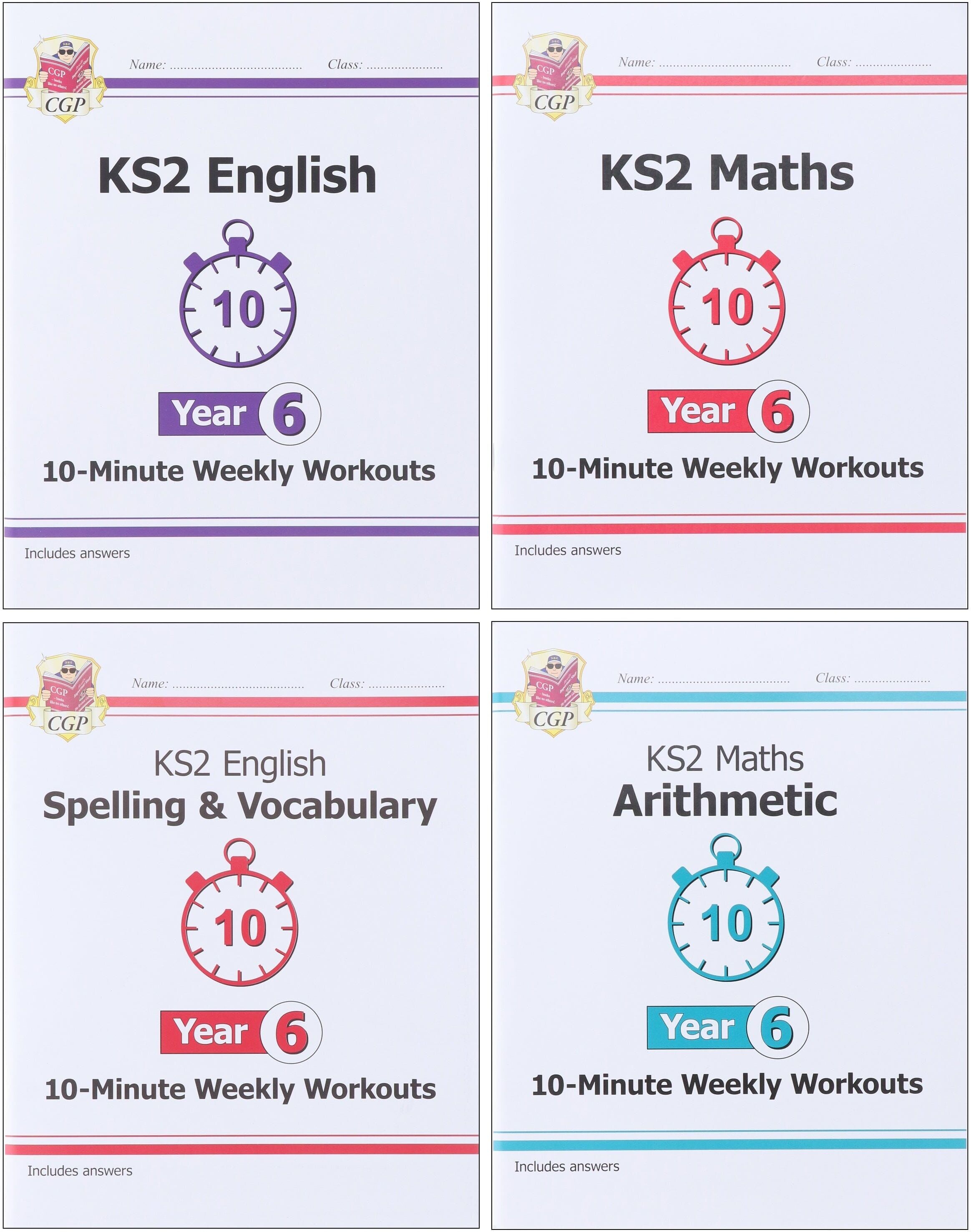 CGP KS2 (Year 6) 10-Minute Weekly Workouts Collection 4 Books Set - Paperback Coordination Group Publications Ltd (CGP)