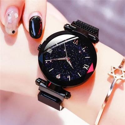Uplift Essentials Womens Starry Sky Quartz Watch With Magnetic Mesh Strap black