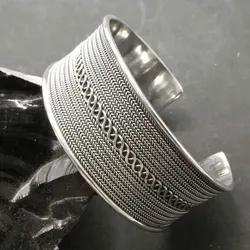 Drachensilber Armreif feines Knotenmuster 925 Silber Armschmuck - Silber